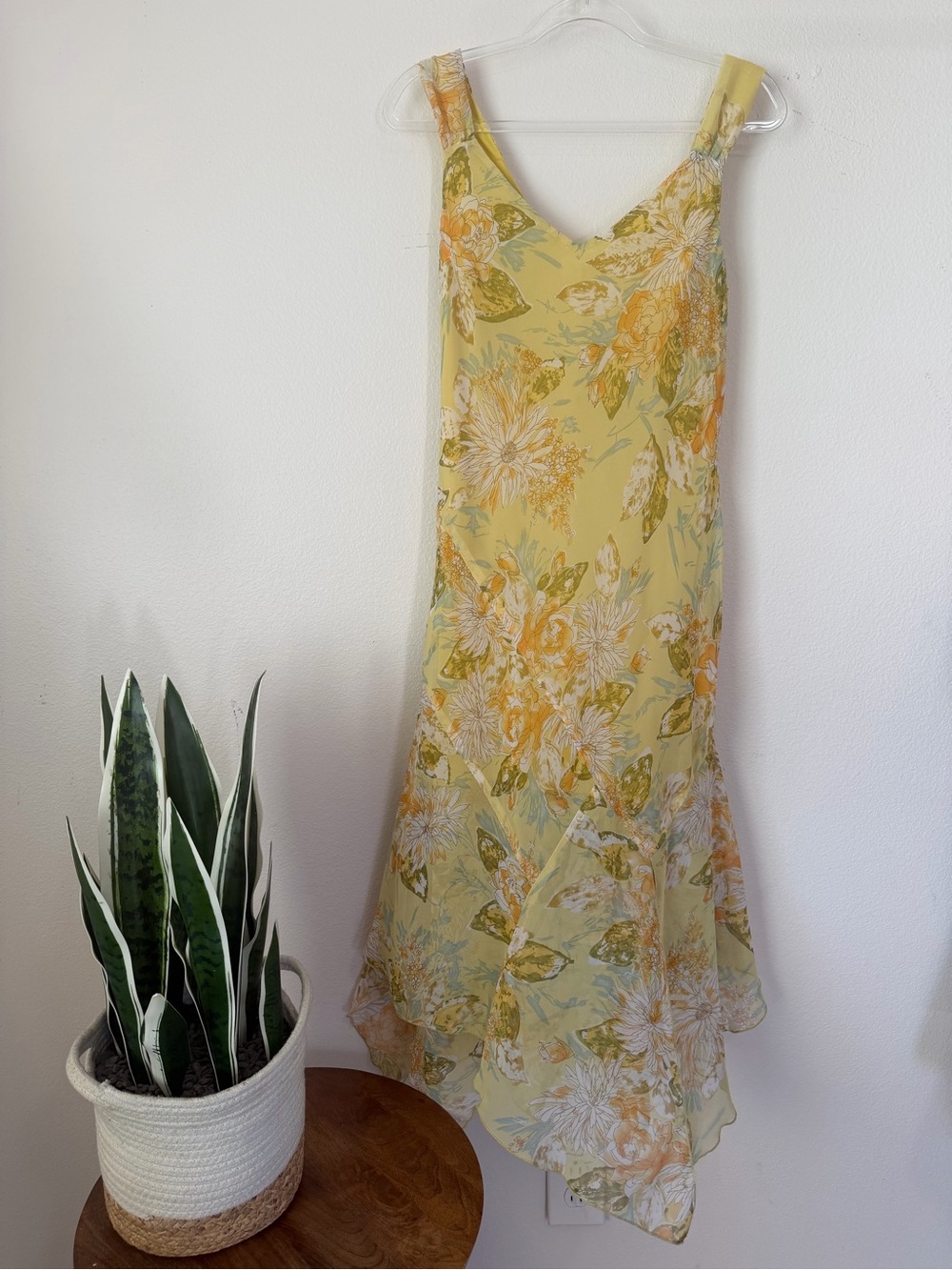 Dress Barn yellow floral chiffon dress